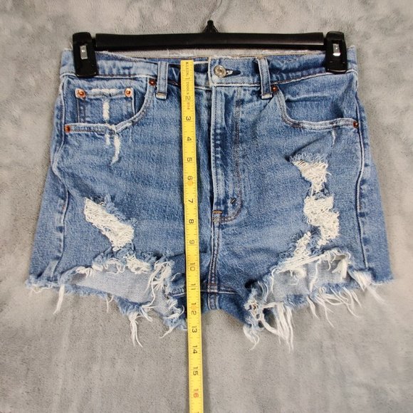 Abercrombie & Fitch Blue Distressed Jean Shorts - Picture 3 of 8